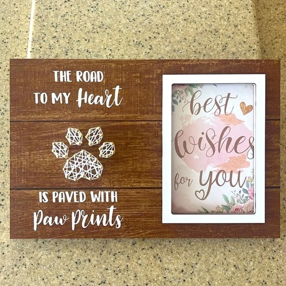 Brand New Dog Cat Pet String Art Heart Picture Frame Rustic Wood Memorial Gift